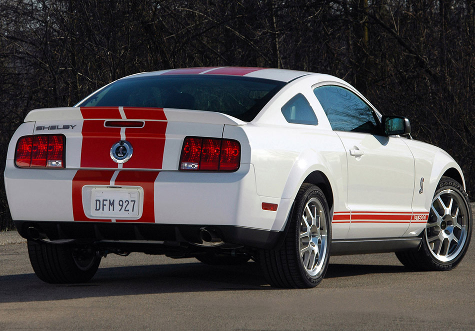 2007 Shelby Ford Mustang GT500 Red Stripe Rear Angle